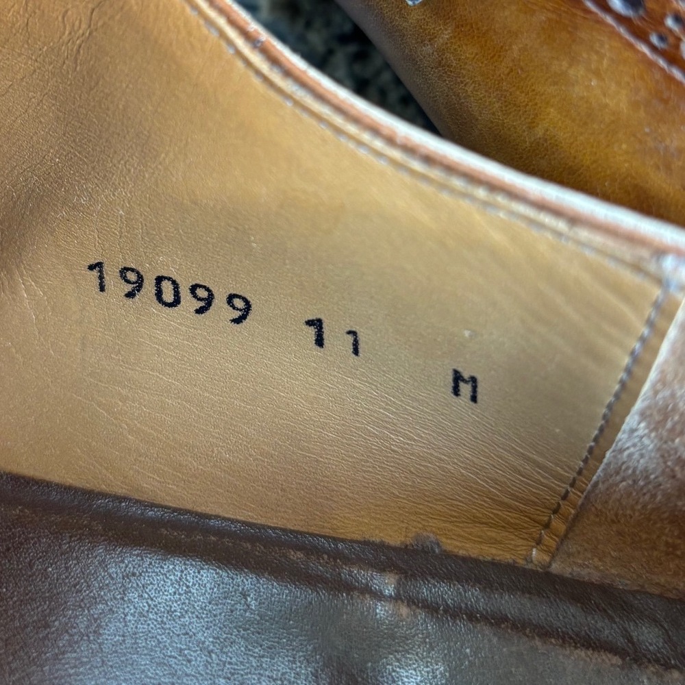 Magnanni 19099 Mens Cognac Hand Painted Leather Cap Toe Brogue Oxfords Size 11 M - Picture 9 of 10